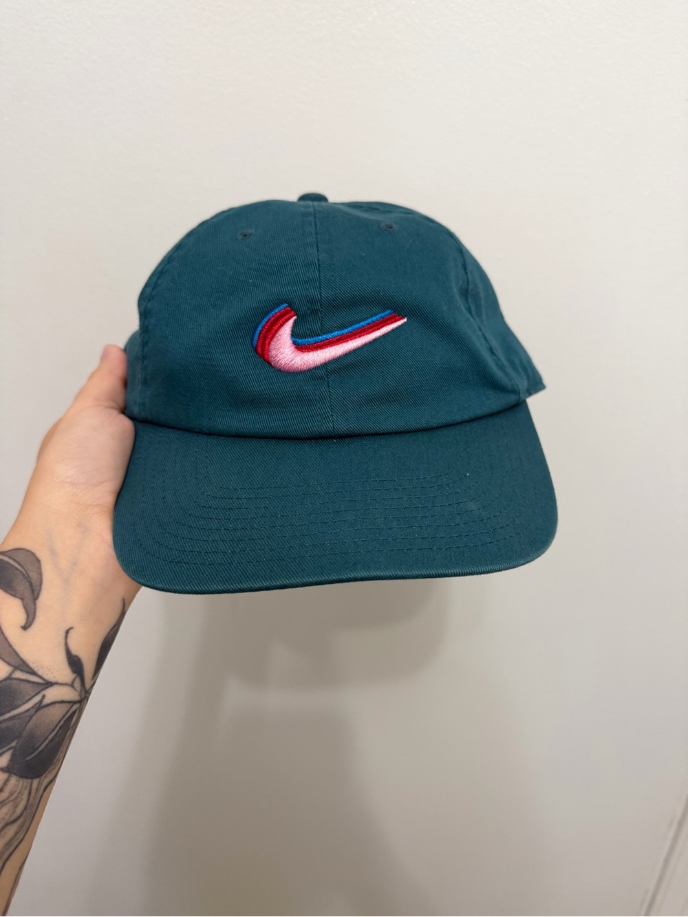 Nike SB x Parra Teal Hat, Pink Swoosh, Strapback